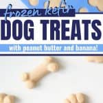 close up of 3 ingredient dog treats with text frozen kefir dog treats