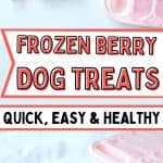 Two images of frozen strawberry dog treats and kong with text frozen berry dog treats.