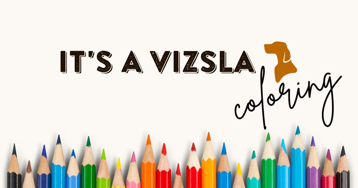 It's a vizsla logo with colored pencils along border.