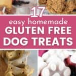 collage of treats for dogs with text easy homemade gluten free dog treats.